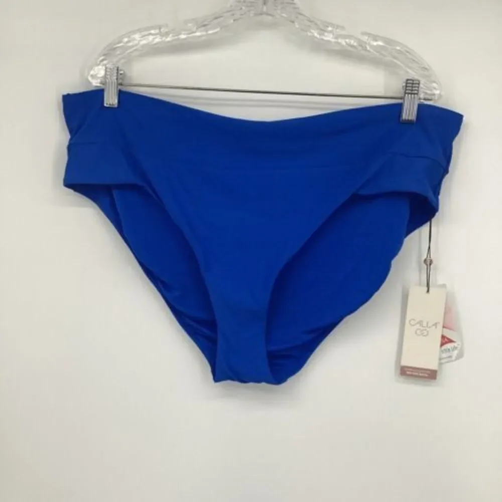 NWT Ladies Calia by Carrie Underwood Mid Rise Bikini Bottoms- Wide Band‎ Blue XL